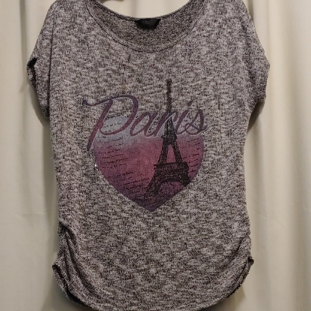 SJS Gray and Purple Relaxed Cuffed Sleeve Tee